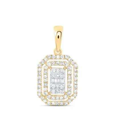 Yellow Gold Diamond Pendant 10K 3/8 Ctw