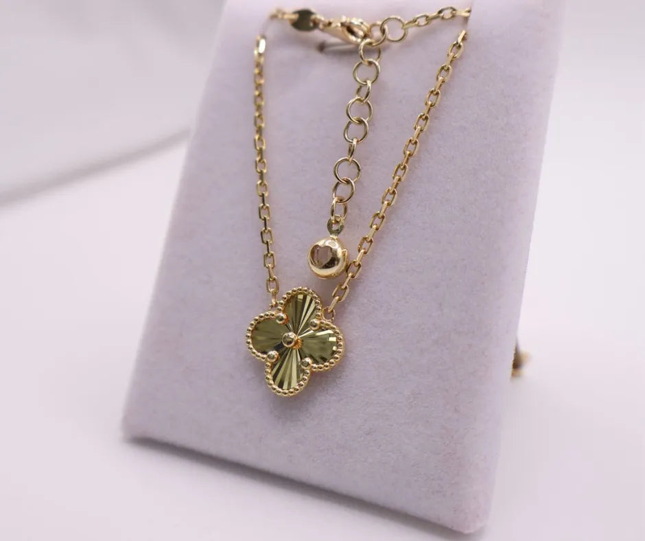 Yellow Gold Solid Clover Chain 14K