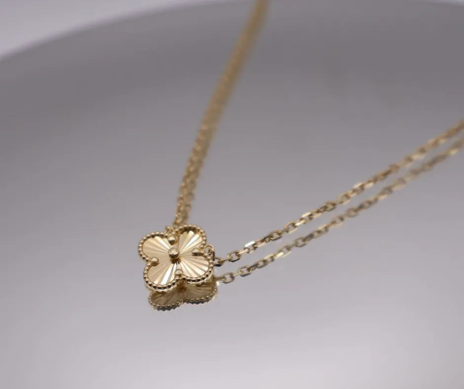 Yellow Gold Solid Clover Chain 14K