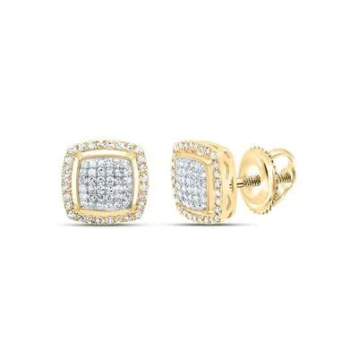 Yellow Gold Diamond Square Earrings