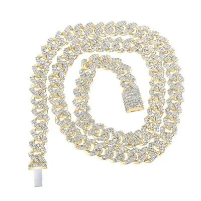 Yellow Gold Baguette Diamond Cuban Link Chain