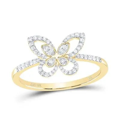 Yellow Gold Diamond Butterfly Ring