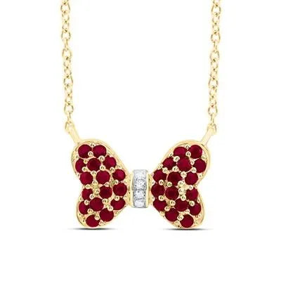 Yellow Gold Diamond Bow Necklace